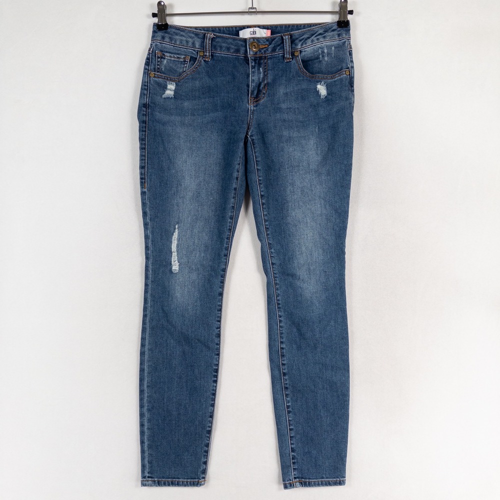 Cabi Jeans Womens 4 Blue Skinny Distressed Stretch Low Rise Casual Style 5087